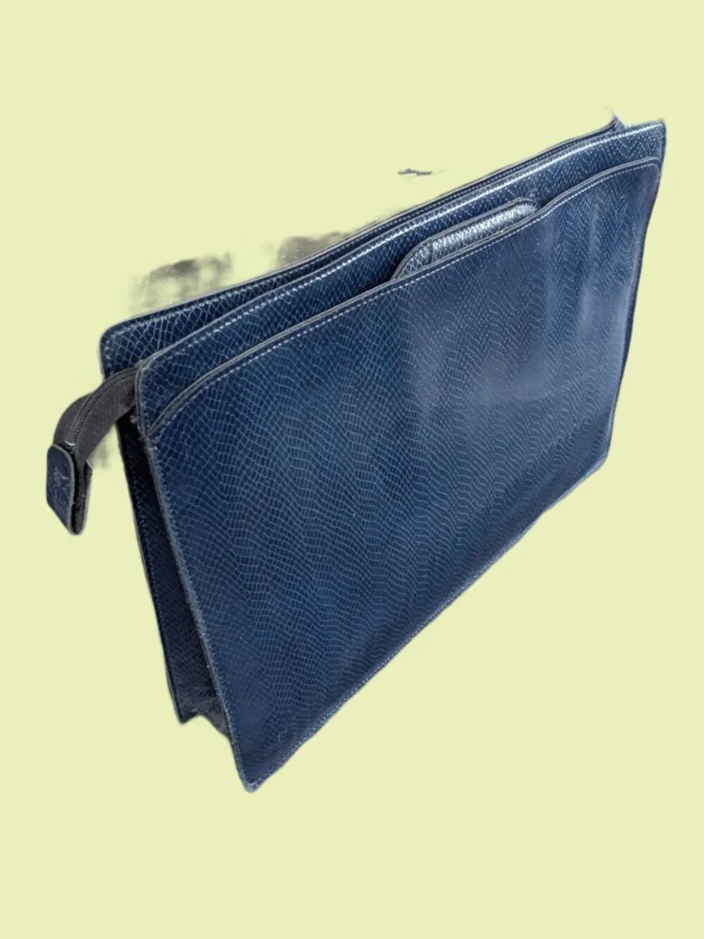 Hazel's Blue Leather Snakeskin embossed Briefcase with retractable handles